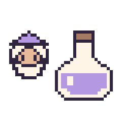 Pixel art Dumbledore mini et Potion, grille 40 × 40