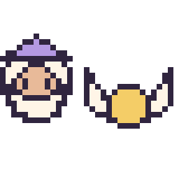 Pixel art Dumbledore mini et Vif d’or mini, grille 32 × 32