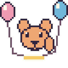 Pixel art Écureuil avec des ballons, grille 40 × 40