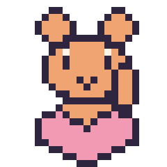 Pixel art Écureuil avec un cœur, grille 24 × 24
