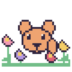 Pixel art Écureuil dans le jardin, grille 40 × 40