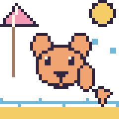 Pixel art Écureuil à la plage, grille 40 × 40