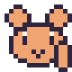 Pixel art Écureuil : portrait facile, grille 16 × 16