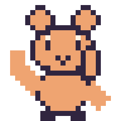 Pixel art Écureuil qui fait coucou, grille 24 × 24