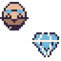 Pixel art Dr Eggman mini et Diamant kawaii 16 × 16, grille 32 × 32