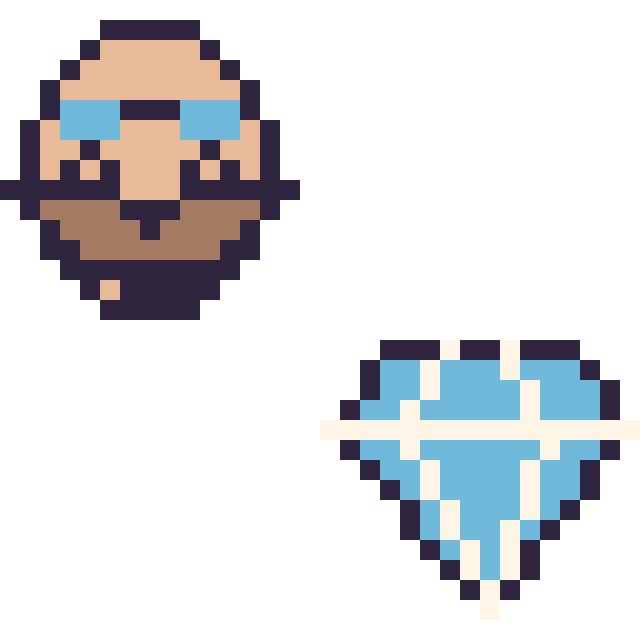 Modèle de pixel art Dr Eggman mini et Diamant simple 16 × 16 sur une grille de 32 par 32 cases