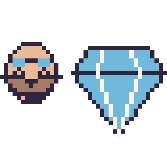 Modèle de pixel art Dr Eggman mini et Diamant sur une grille de 40 par 40 cases