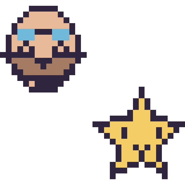Modèle de pixel art Dr Eggman mini et Étoile kawaii 16 × 16 sur une grille de 32 par 32 cases