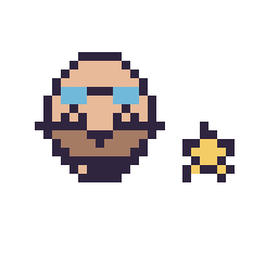 Pixel art Dr Eggman mini et Étoile mini, grille 32 × 32