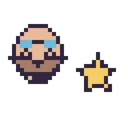 Pixel art Dr Eggman mini et Étoile simple 10 × 10, grille 32 × 32