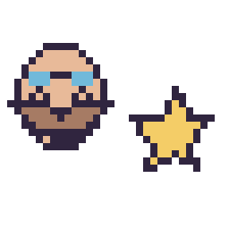 Pixel art Dr Eggman mini et Étoile simple 12 × 12, grille 32 × 32