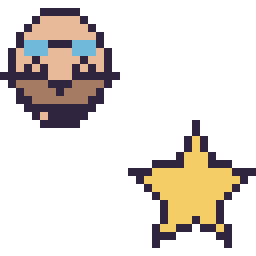 Pixel art Dr Eggman mini et Étoile simple 16 × 16, grille 32 × 32