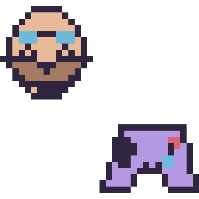 Modèle de pixel art Dr Eggman mini et Manette kawaii 16 × 16 sur une grille de 32 par 32 cases