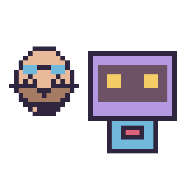 Modèle de pixel art Dr Eggman mini et Robot rétro sur une grille de 40 par 40 cases