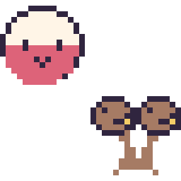 Pixel art Électrode mini et Doduo mini, grille 32 × 32