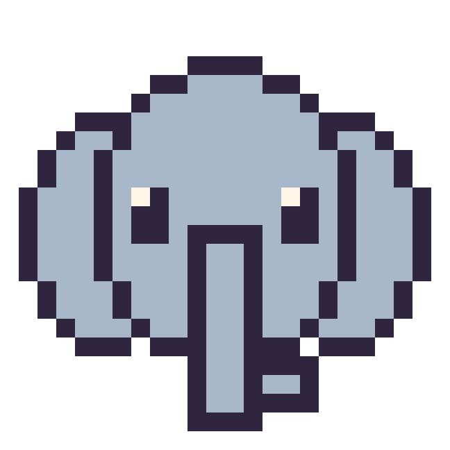 Modèle de pixel art Éléphant sur une grille de 24 par 24 cases