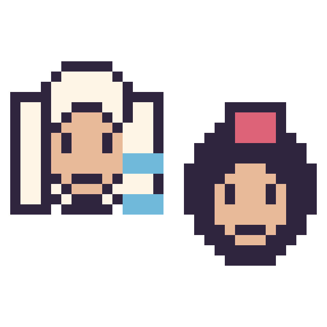 Modèle de pixel art Elsa mini et Aladdin mini sur une grille de 32 par 32 cases