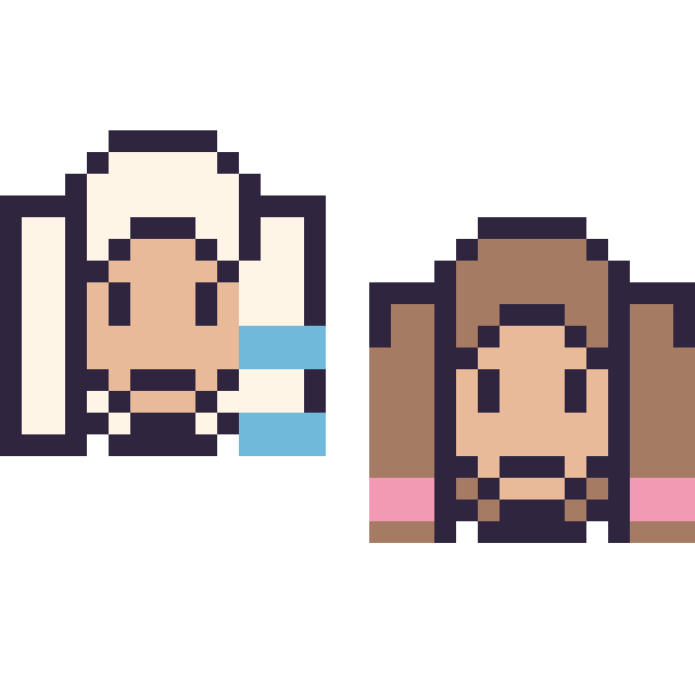 Modèle de pixel art Elsa mini et Anna mini sur une grille de 32 par 32 cases