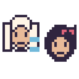 Pixel art Elsa mini et Blanche-Neige mini, grille 32 × 32
