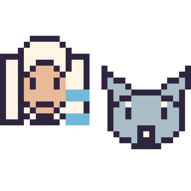 Modèle de pixel art Elsa mini et Bourriquet mini sur une grille de 32 par 32 cases