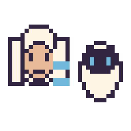 Pixel art Elsa mini et EVE mini, grille 32 × 32