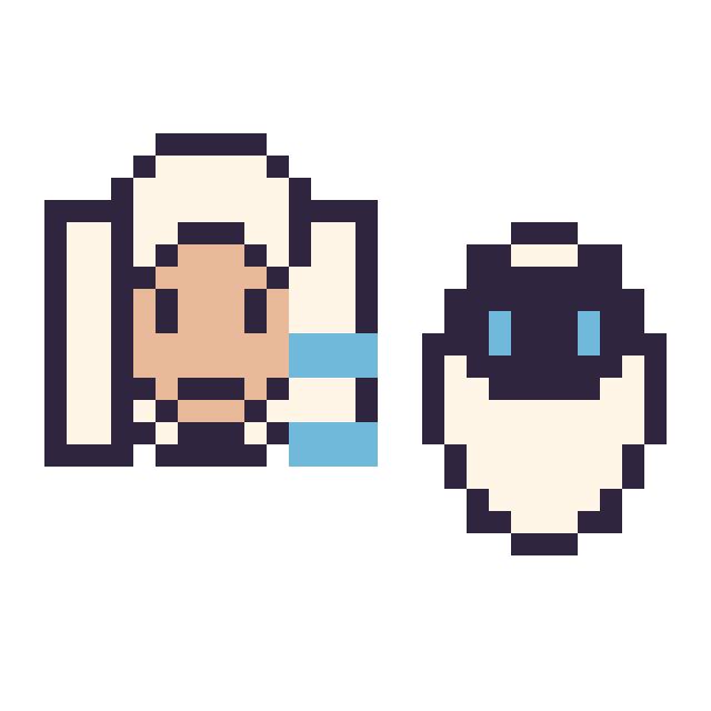Modèle de pixel art Elsa mini et EVE mini sur une grille de 32 par 32 cases