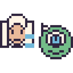 Pixel art Elsa mini et Bob Razowski mini, grille 32 × 32