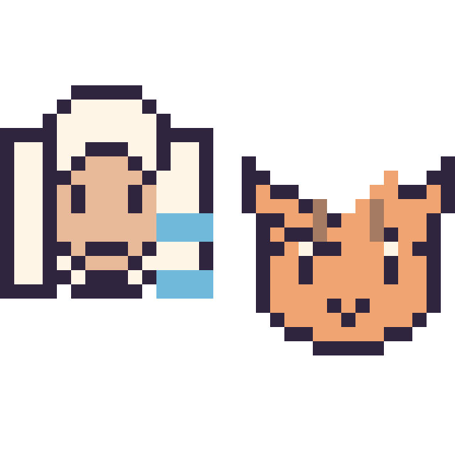Modèle de pixel art Elsa mini et Tigrou mini sur une grille de 32 par 32 cases