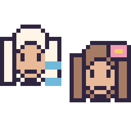 Pixel art Elsa mini et Vaiana mini, grille 32 × 32