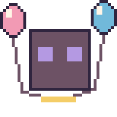 Pixel art Enderman avec des ballons, grille 40 × 40