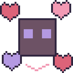 Pixel art Enderman avec des cœurs, grille 40 × 40