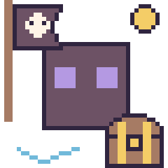 Pixel art Enderman en aventure pirate, grille 40 × 40