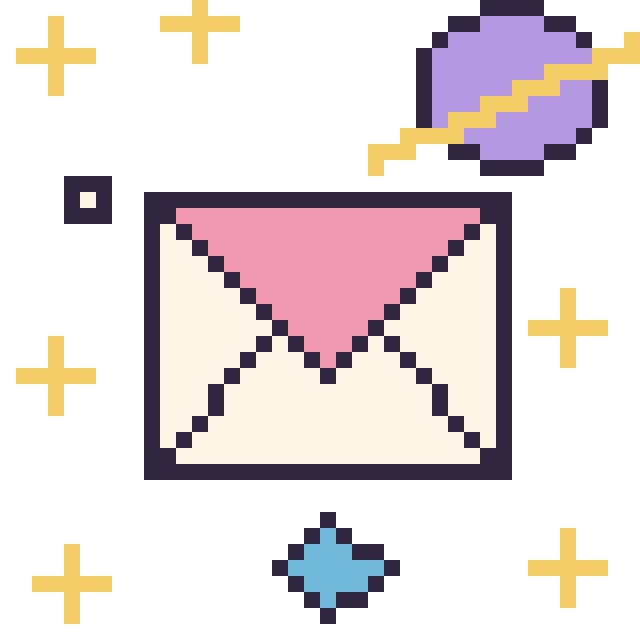 Modèle de pixel art Enveloppe dans l’espace sur une grille de 40 par 40 cases