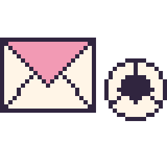 Pixel art Enveloppe et Ballon de football simple 16 × 16, grille 40 × 40