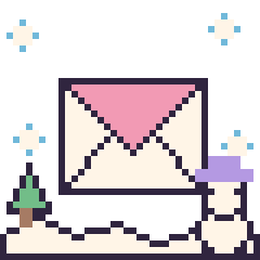 Pixel art Enveloppe en hiver, grille 40 × 40
