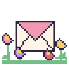 Pixel art Enveloppe dans le jardin, grille 40 × 40