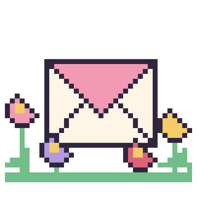 Modèle de pixel art Enveloppe dans le jardin sur une grille de 40 par 40 cases