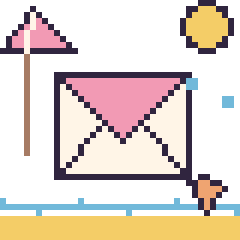 Pixel art Enveloppe à la plage, grille 40 × 40