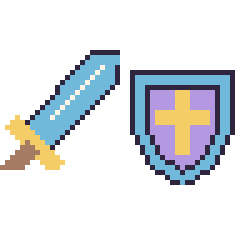 Pixel art Épée et Bouclier, grille 48 × 48