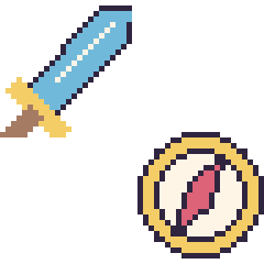 Pixel art Épée et Boussole, grille 48 × 48