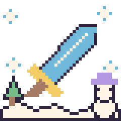 Pixel art Épée en hiver, grille 40 × 40