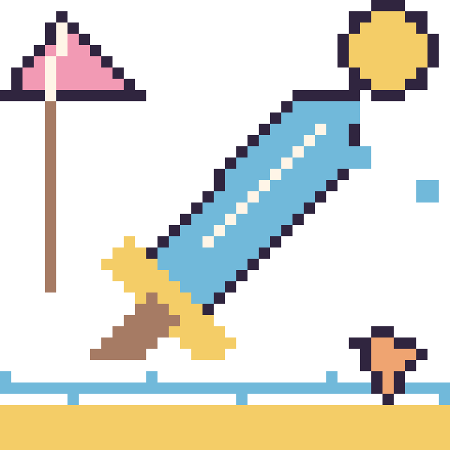 Modèle de pixel art Épée à la plage sur une grille de 40 par 40 cases