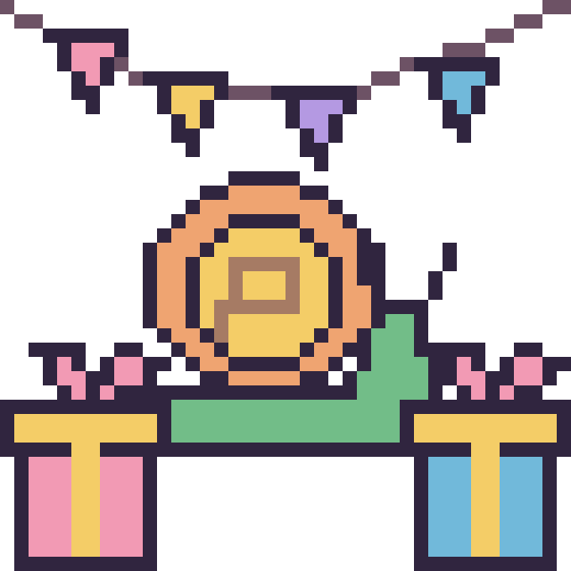 Modèle de pixel art Escargot pour un anniversaire sur une grille de 40 par 40 cases