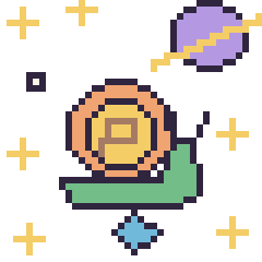Pixel art Escargot dans l’espace, grille 40 × 40