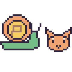 Pixel art Escargot et Chat en portrait, grille 40 × 40
