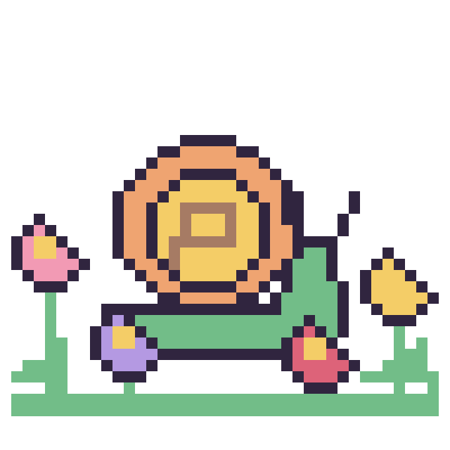 Modèle de pixel art Escargot dans le jardin sur une grille de 40 par 40 cases
