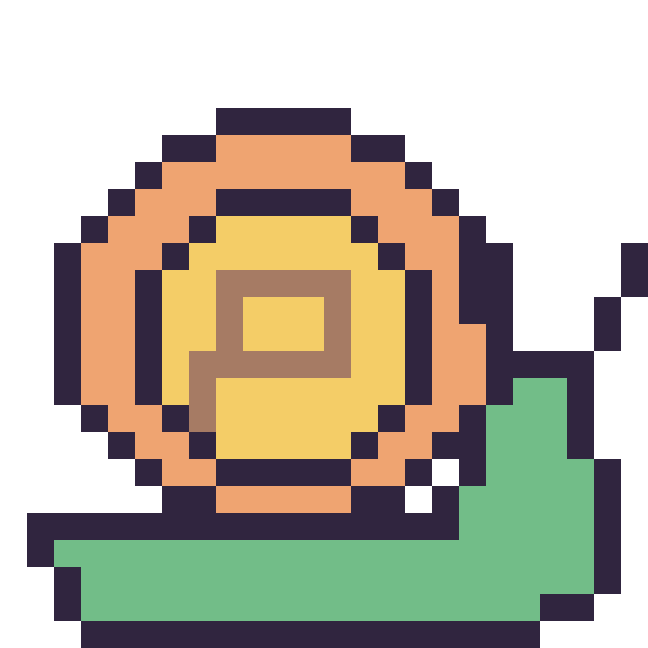 Modèle de pixel art Escargot sur une grille de 24 par 24 cases