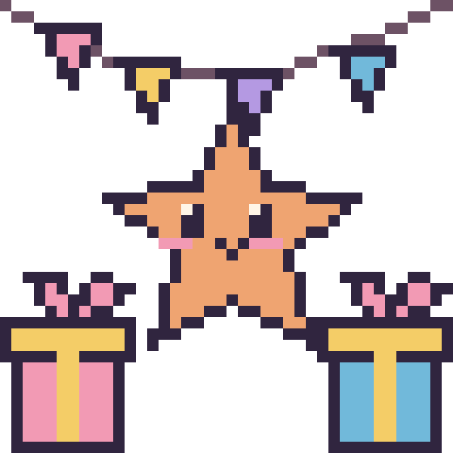 Modèle de pixel art Étoile de mer pour un anniversaire sur une grille de 40 par 40 cases