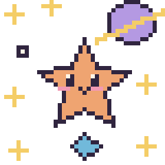 Pixel art Étoile de mer dans l’espace, grille 40 × 40