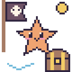 Pixel art Étoile de mer en aventure pirate, grille 40 × 40